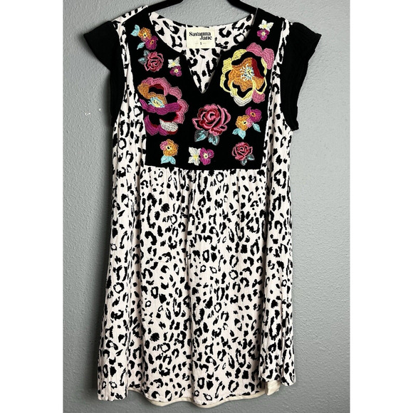 Savanna Jane‎ Small Floral Embroidered Lined Dress Boho Fairy Whimsical Artsy - Picture 1 of 11